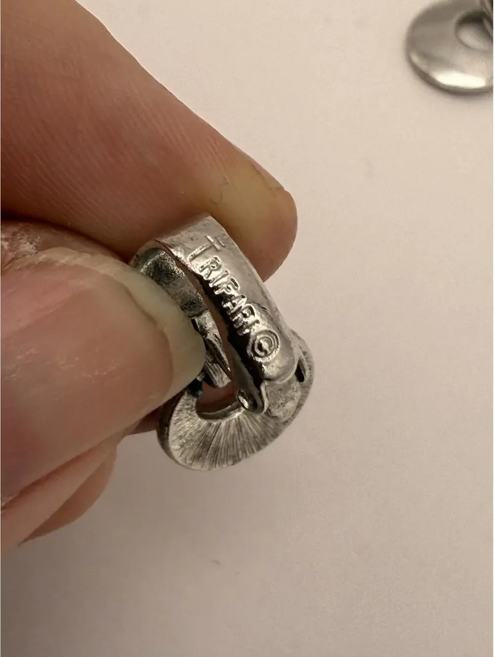 Trifari Silver Tone Clip-On Hoop Earrings